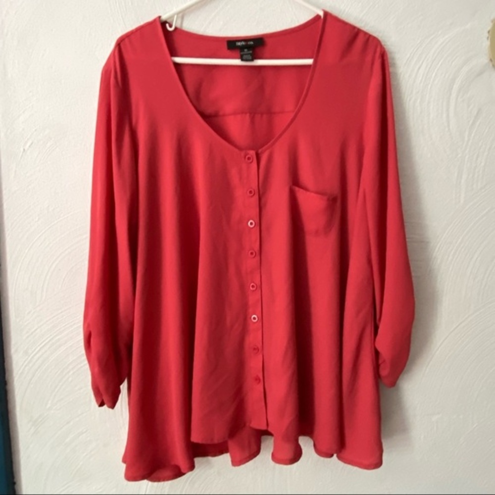 Style And Company‎ Top Women’s Size XL Long Sleeve Button Down V Neck